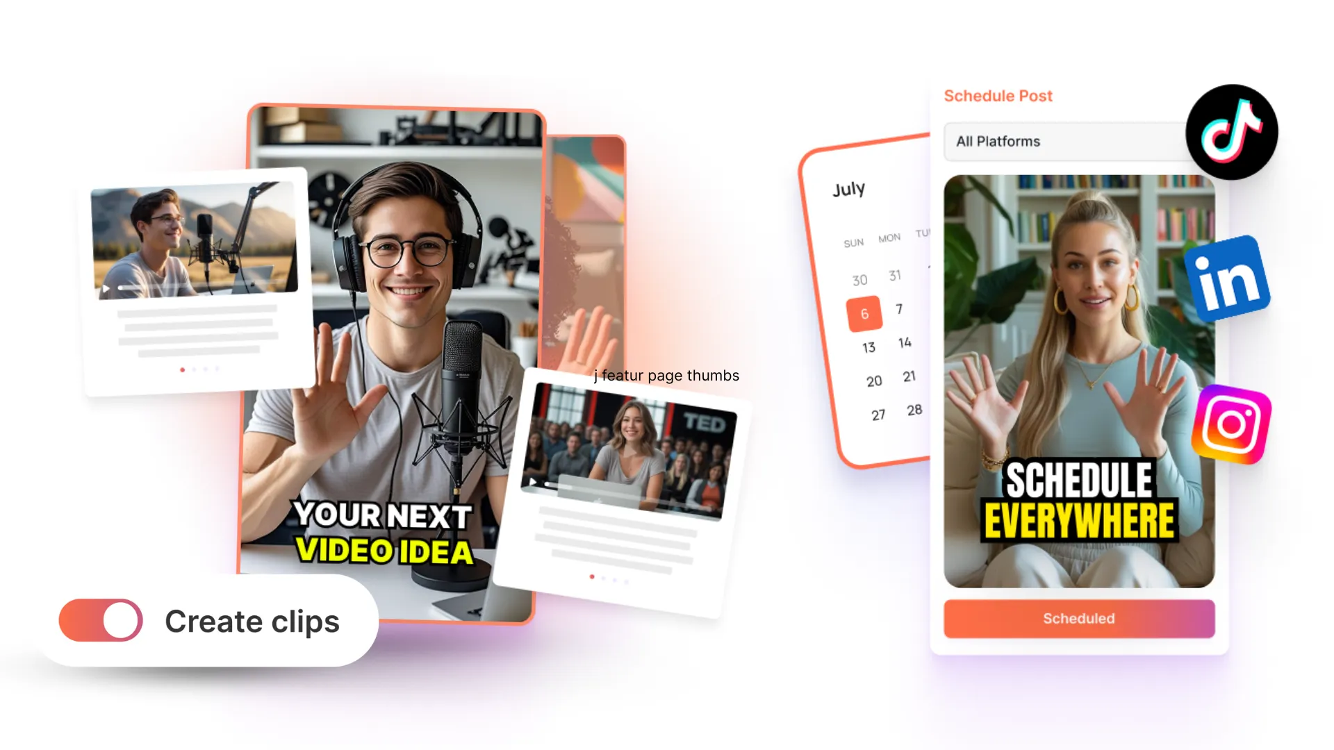 Taja turning a long video into scheduled shorts across platforms